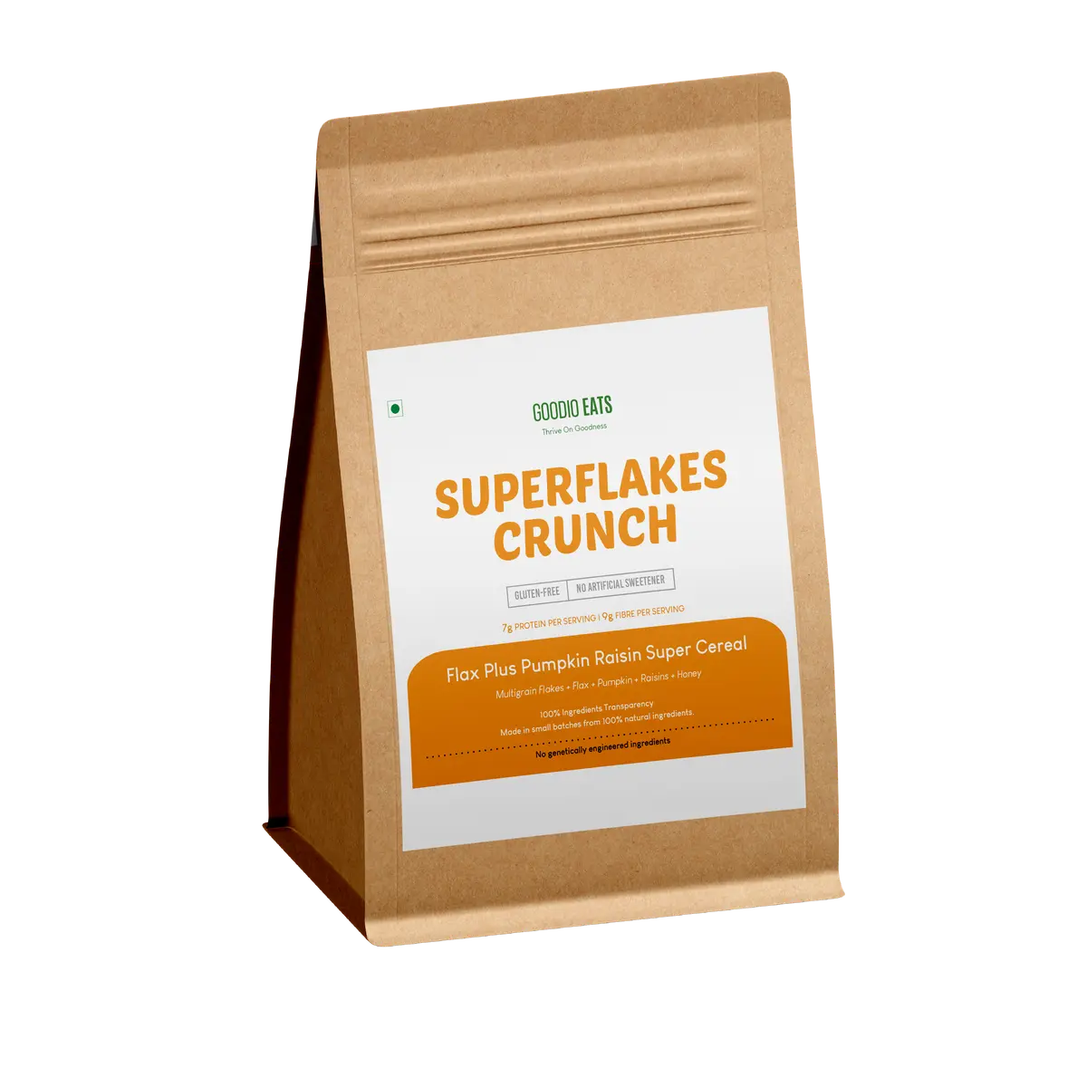 Flax Plus Pumpkin Raisin Super Cereal packaging from Goodio Eats