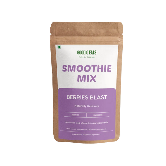Berries Blast Smoothie Mix blended in a smoothie bowl with fresh fruit