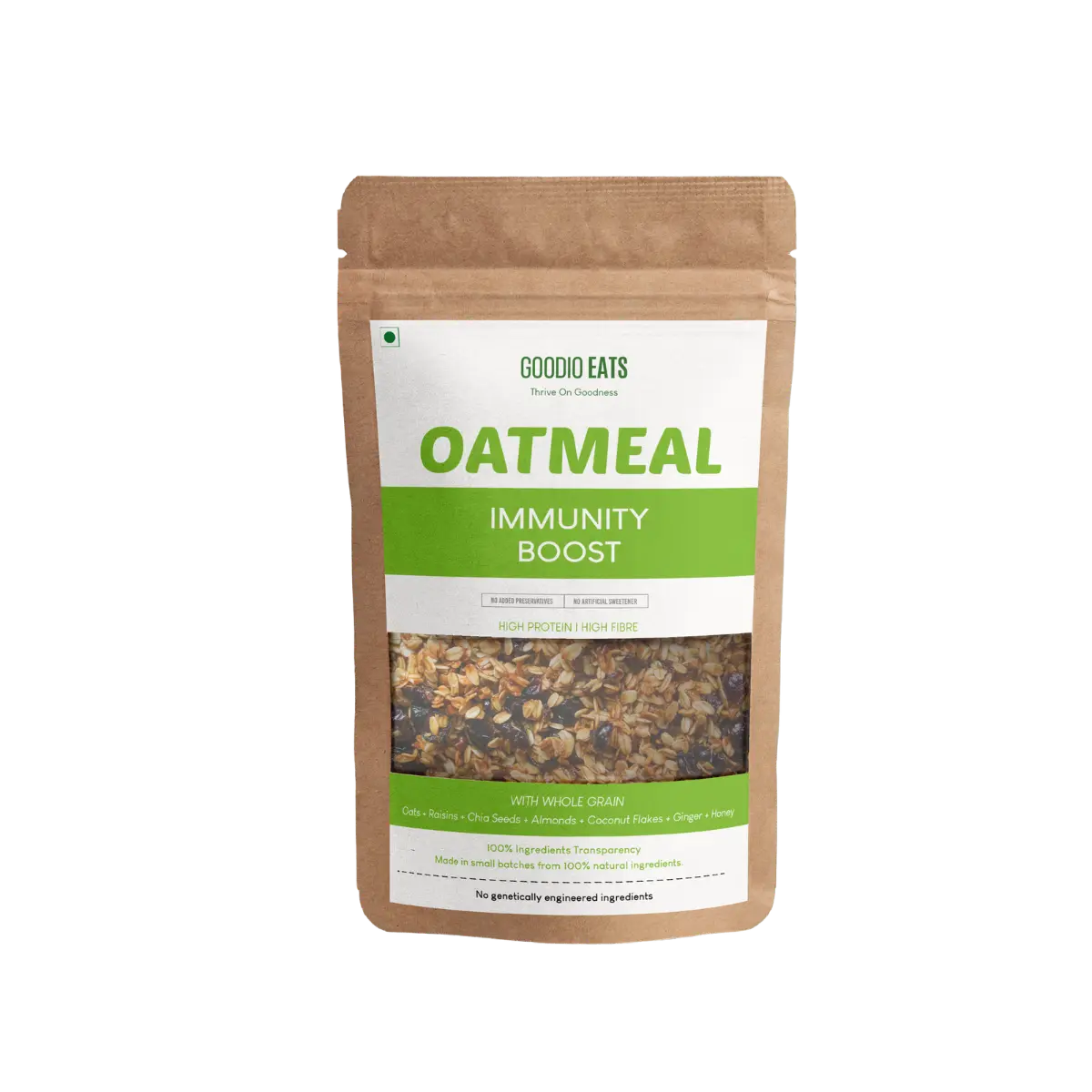 Immunity Boost Oatmeal packaging from Goodio Eats